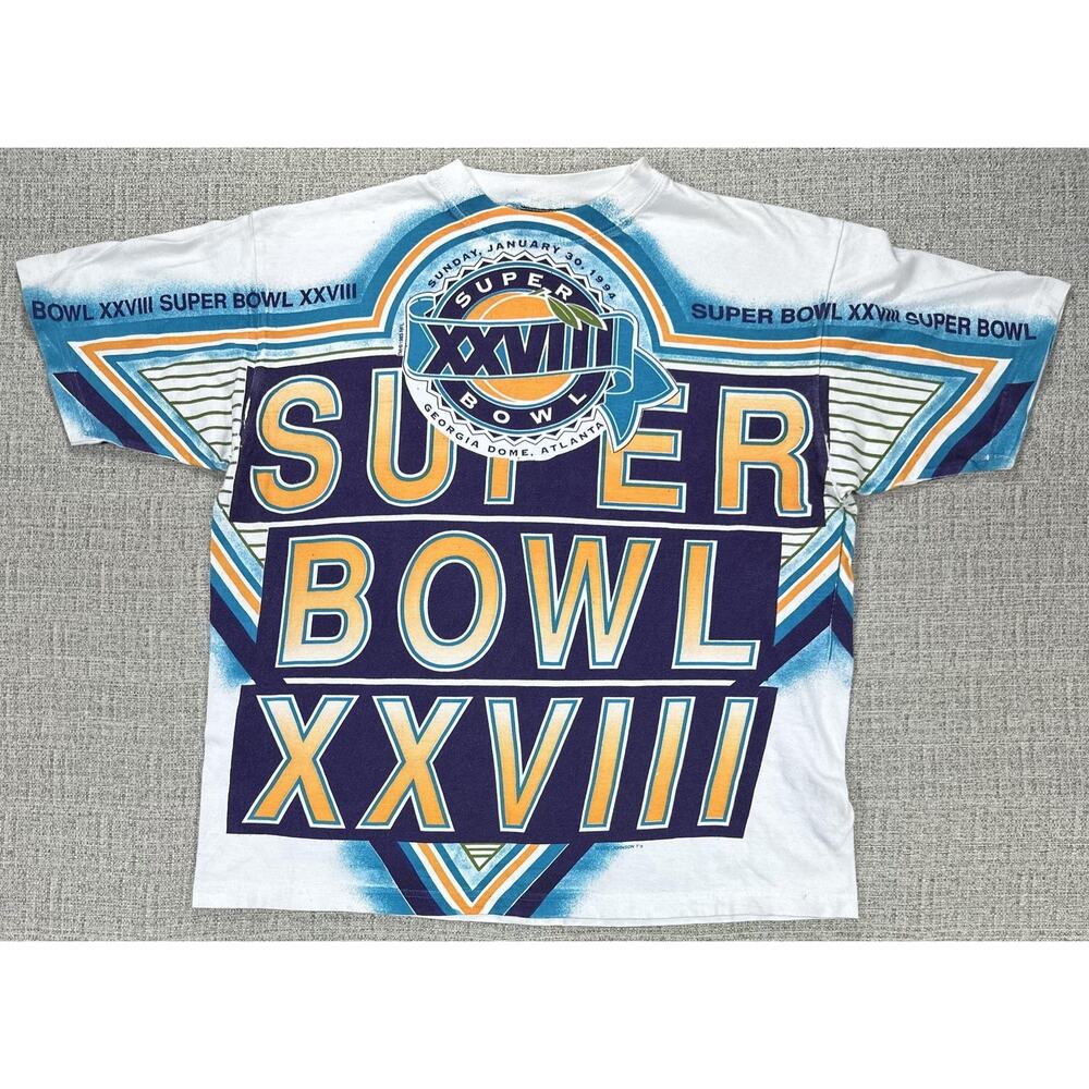 Vintage Super Bowl XXVIII Shirt Mens Large Magic Johnson T's 1994 Cowboys AOP